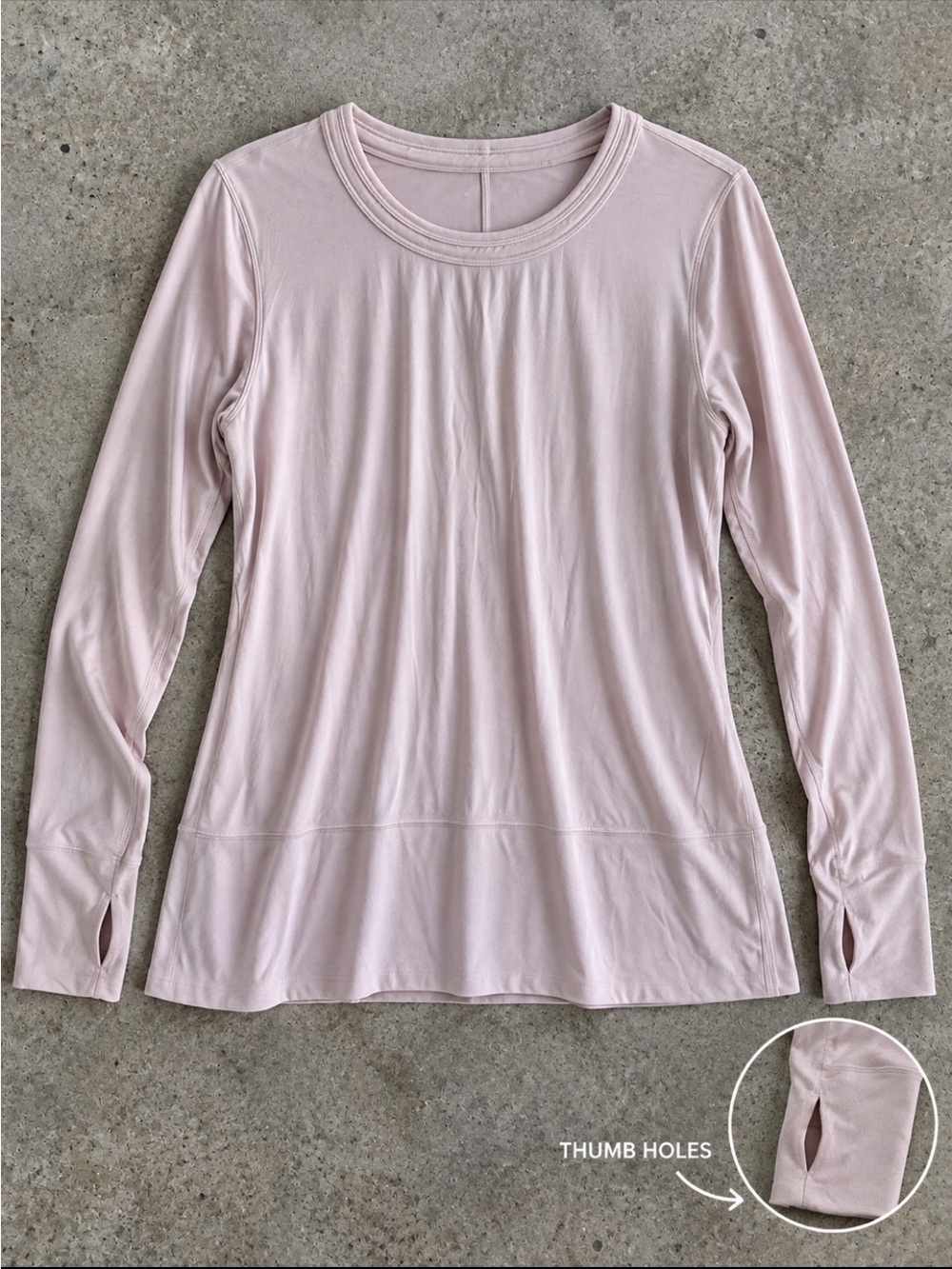 Lululemon Pink Long Sleeve Crew Neck Shirt Thumbholes Women Medium Lightweight